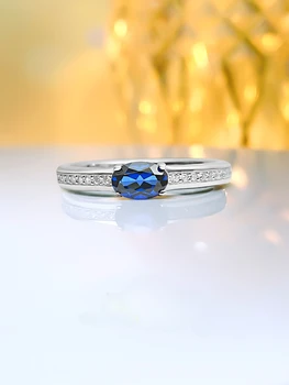 Легкое роскошное кольцо из искусственного синего серебра 925 пробы Treasure с высокоуглеродистыми бриллиантами, элегантный и уникальный дизайн